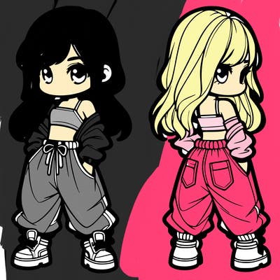 girl in crop top and baggy pants