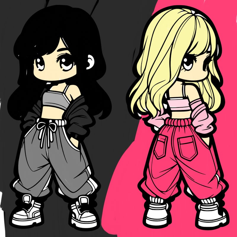girl in crop top and baggy pants