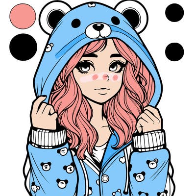 realistic girl in a animal pjs hoodie