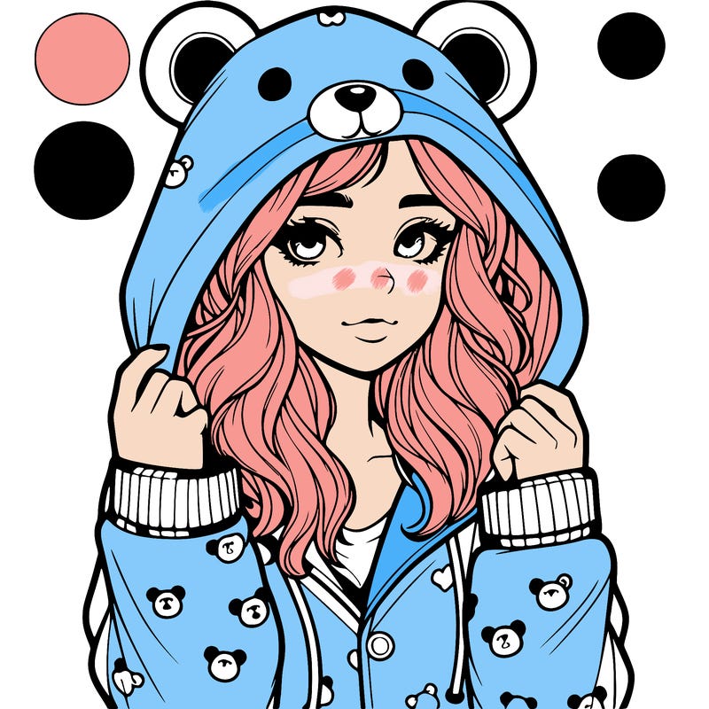 realistic girl in a animal pjs hoodie