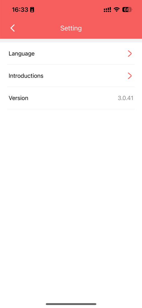 Baby Swing - Pantalla de configuración de la aplicación Mecedora para Bebé mostrando opciones de idioma y versión
