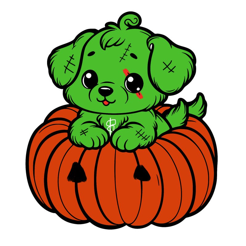 cute little puppy in a pumpkin