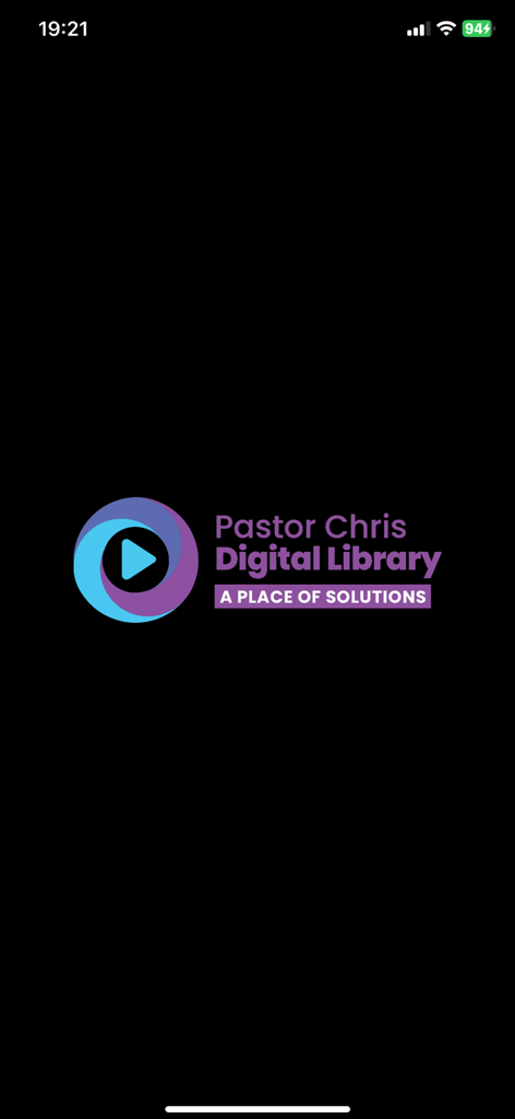 Pastor Chris Digital Library - Pastor Chris Digital Library app splash screen with logo and slogan A Place of Solutions