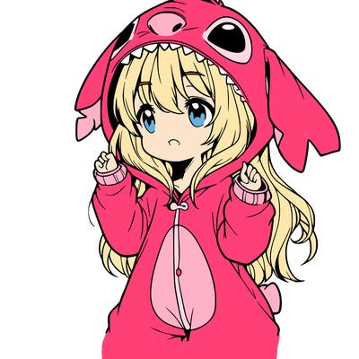 anime girl in a stitch onsie