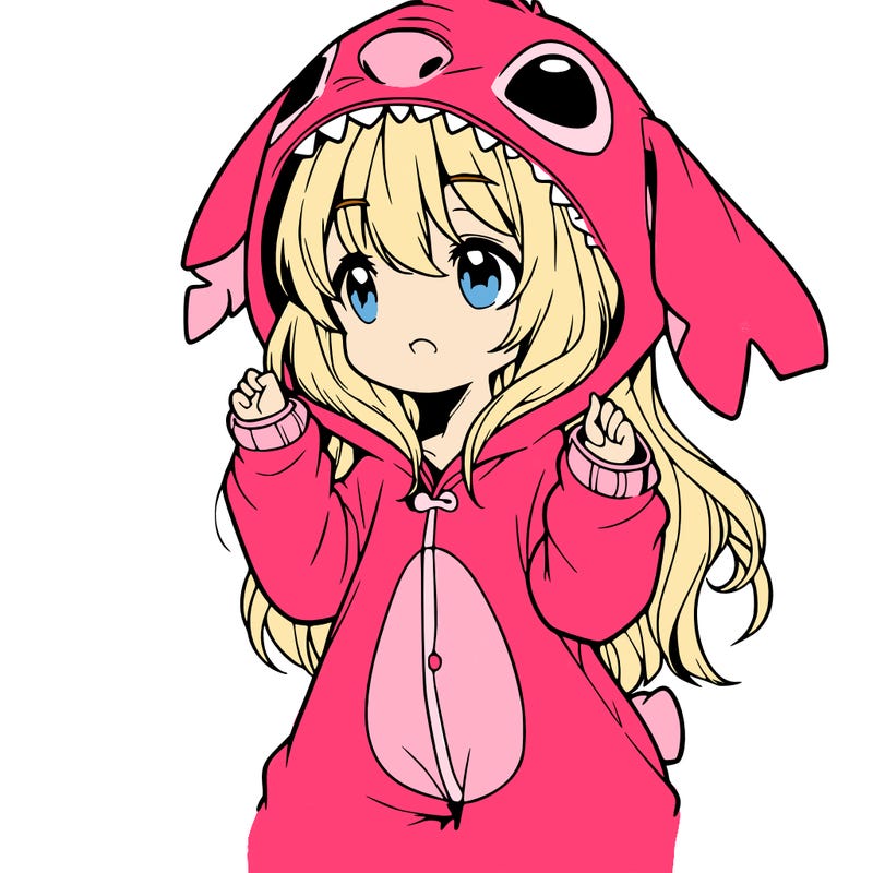 anime girl in a stitch onsie