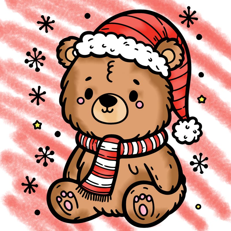 fuzzy cute little christmas bear