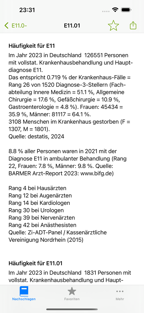 Detailed frequency and ranking statistics for diagnosis code E11 within the ICD 10 app