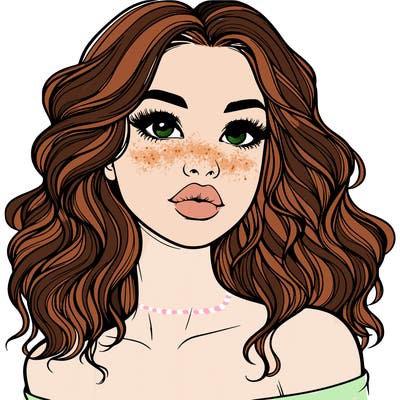 realistic girl with wavy hair and lips