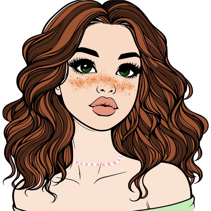 realistic girl with wavy hair and lips
