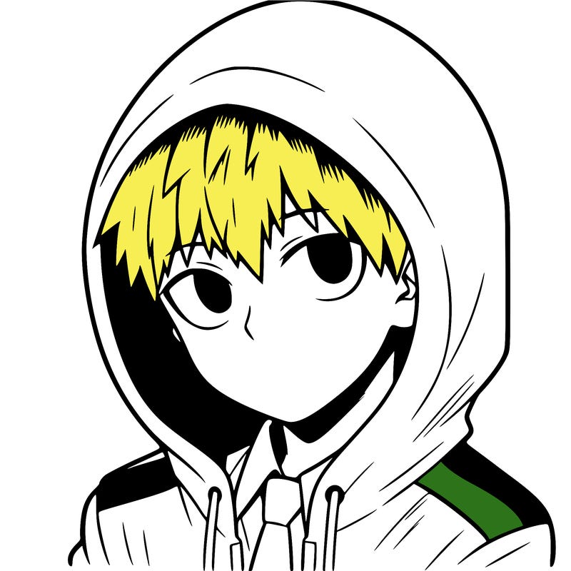 manga character with a hoodie