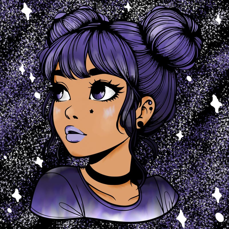 realistic girl with spacebuns