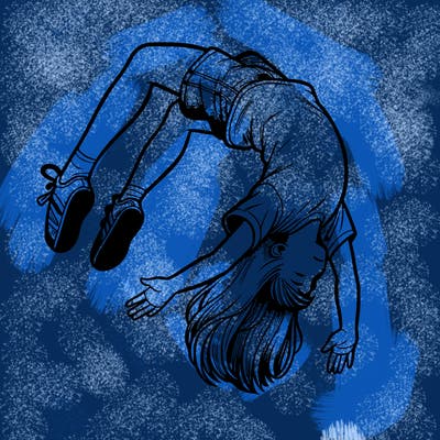 realistic girl doing a backflip