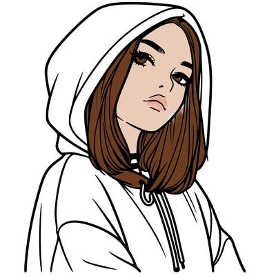 a realistic girl in a hoodie