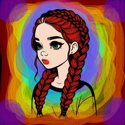 realistic girl with braids