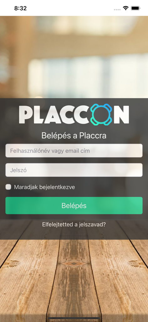 PlaccOn - Login screen for PlaccOn mobile POS and ERP for restaurants.