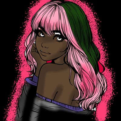 realistic girl with bangs looking over her shoulder