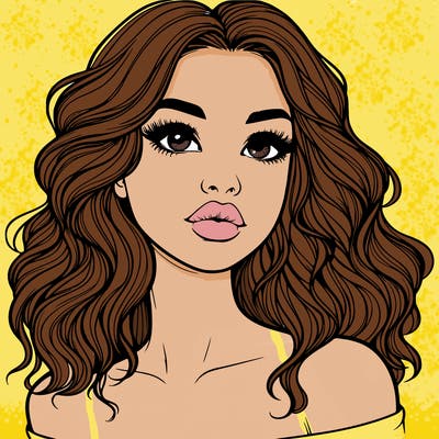 realistic girl with wavy hair and lips
