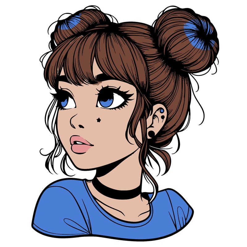 realistic girl with spacebuns