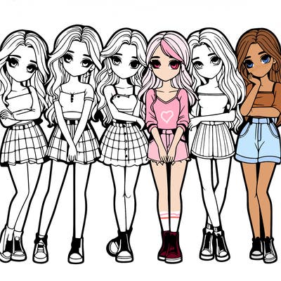 a group of girls realistic