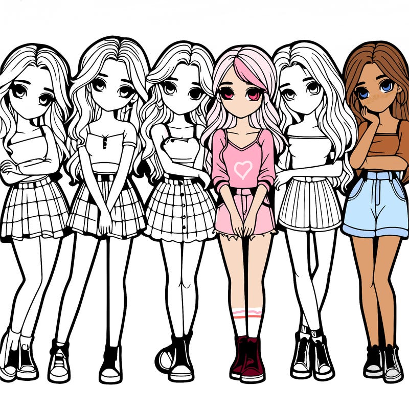 a group of girls realistic