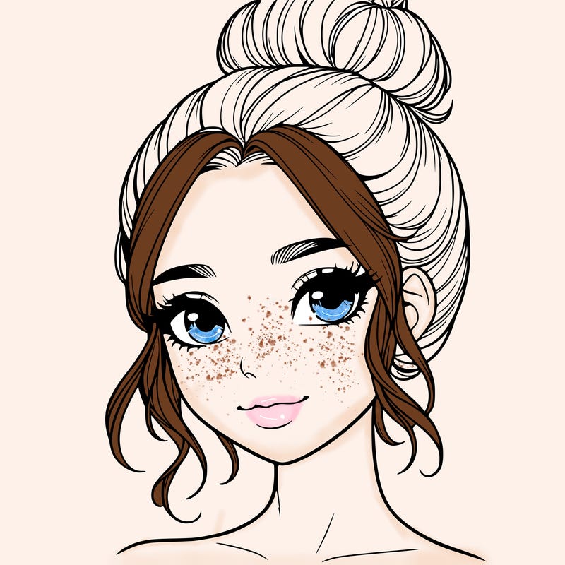 realistic pretty girl with hair in bun