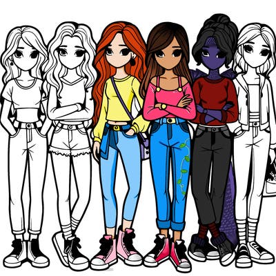 a group of teenage girls in a line