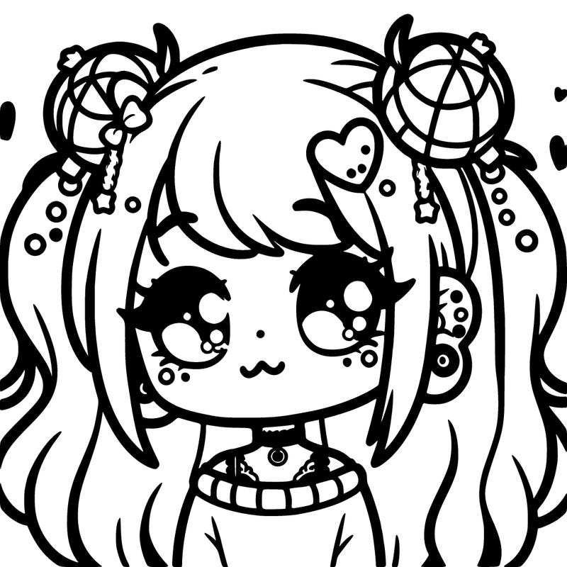 cute kawaii girl with piercings and pretty hair