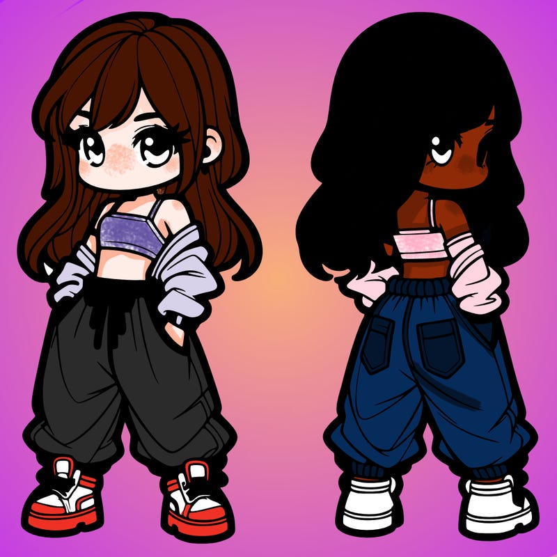 girl in crop top and baggy pants