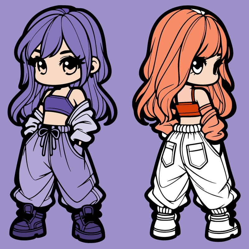 girl in crop top and baggy pants