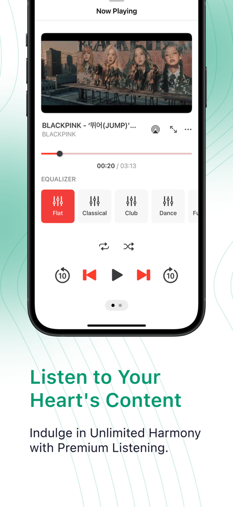 Tubidy - Offline Videos, Music - Tubidy app music player interface with video and equalizer settings
