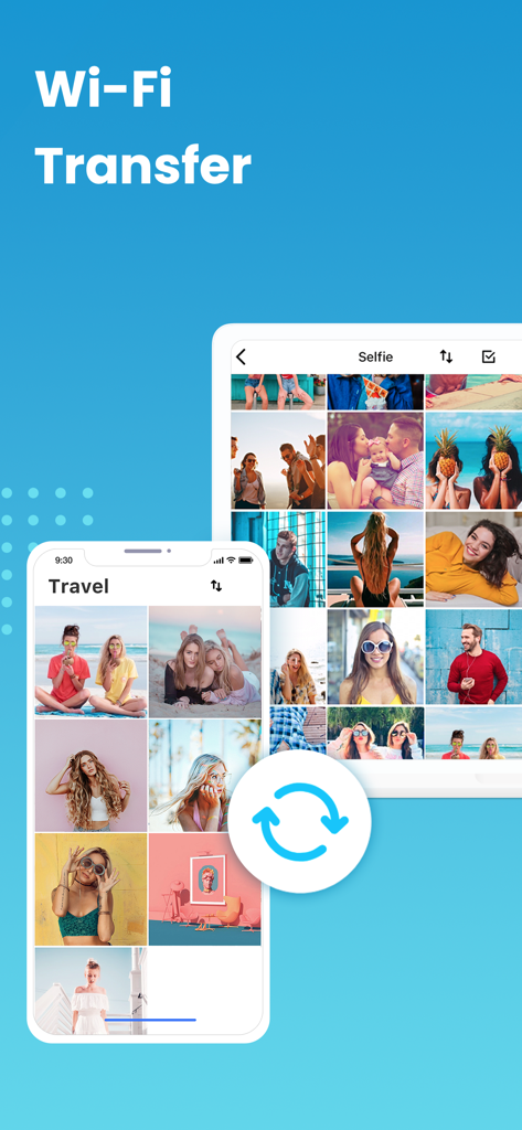 InCalc - InCalc app interface demonstrating the Wi-Fi photo transfer feature between two devices