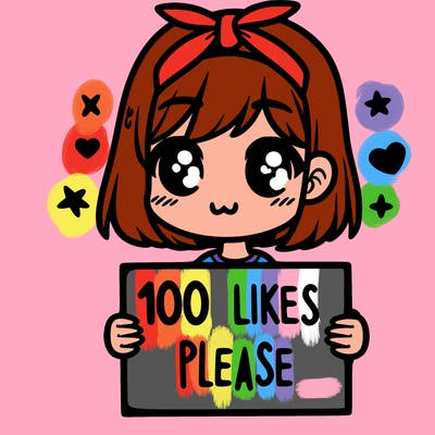 girl holding sign saying 100 likes please