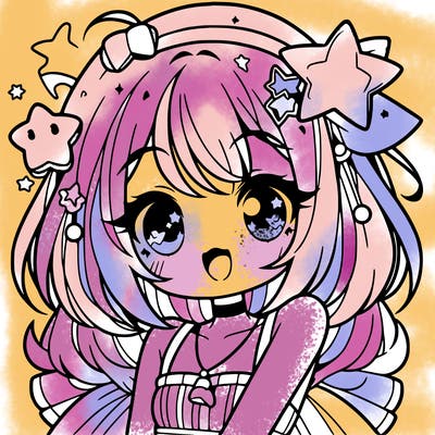 cute anime girl with star accessories