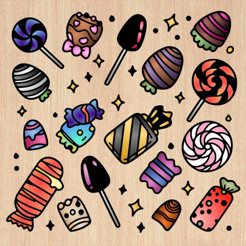 candy themed nail art