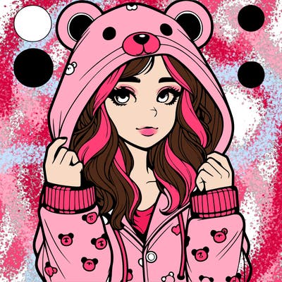 realistic girl in a animal pjs hoodie
