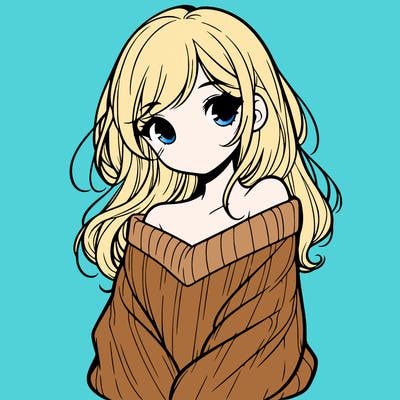 shy pretty girl wearing a sweater that is falling off one shoulder portrait
