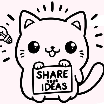 a cute cat saying share your ideas