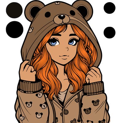 realistic girl in a animal pjs hoodie