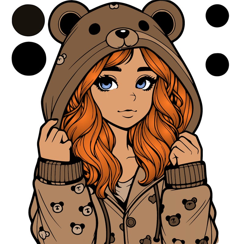 realistic girl in a animal pjs hoodie