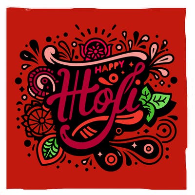 happy holi, trendy calligraphy