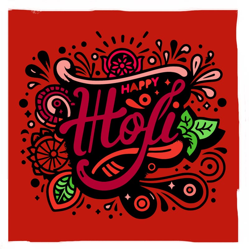 happy holi, trendy calligraphy