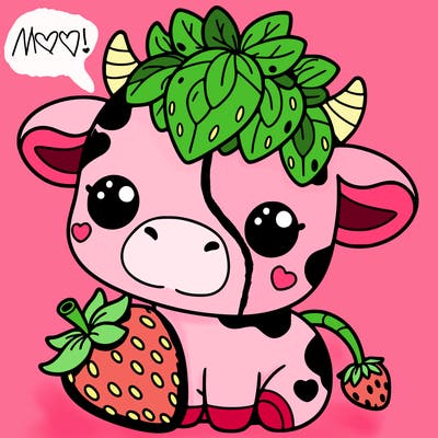 cute strawberry cow