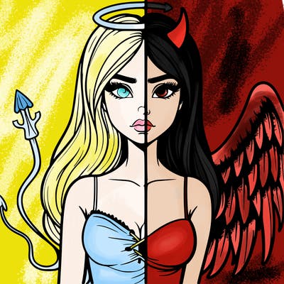 devil vs angel realistic girl