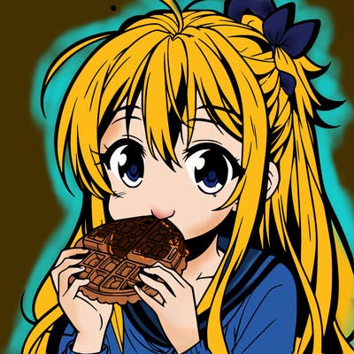 anime eating waffle