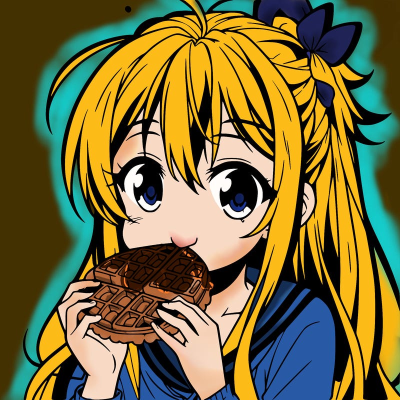 anime eating waffle