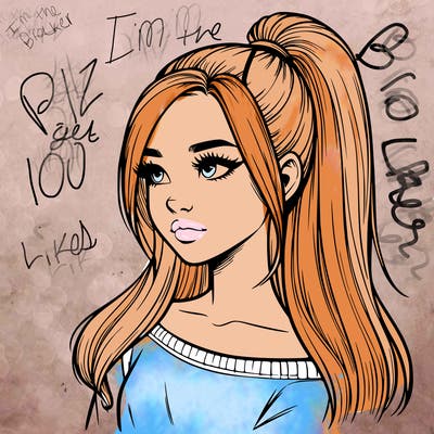 realistic girl with a high ponytail