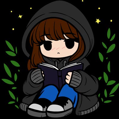 girl in oversized hoodie reading a book