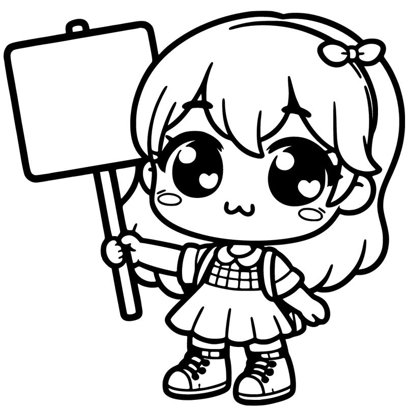 cute girl holding a sighn