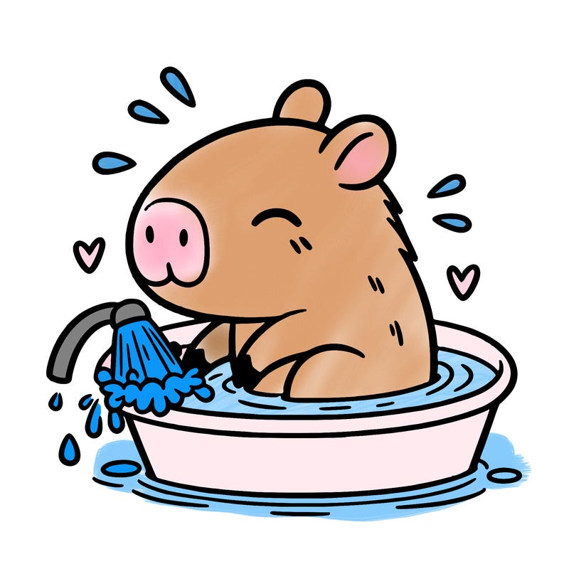 capybara taking a bath