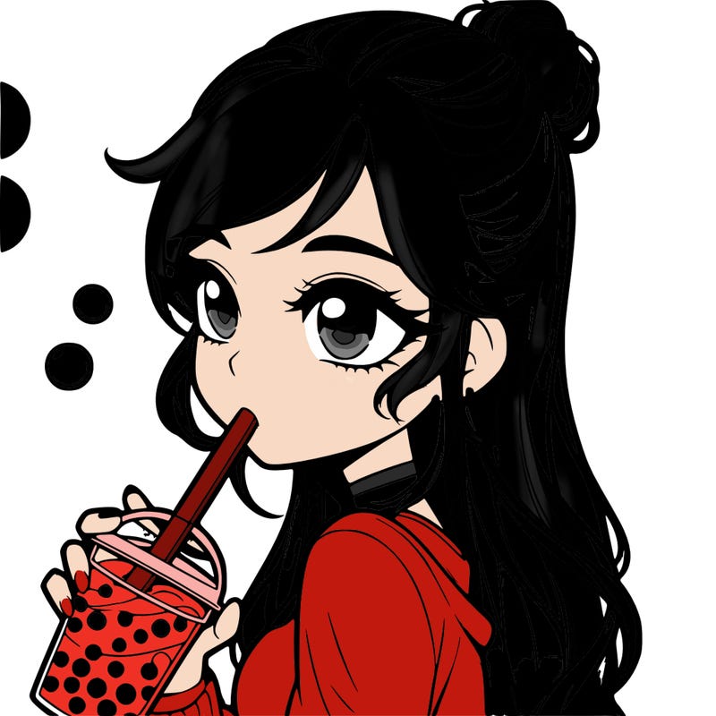 a realistic girl drinking boba